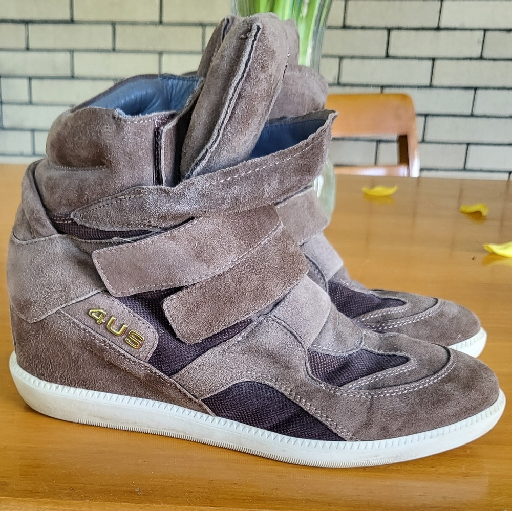 Cesare Paciotti 4US brown suede wedge sneakers